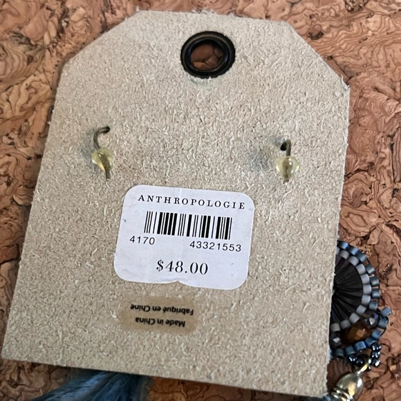 Anthropologie Blue Feather Earrings - Picture 4 of 4